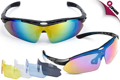 From QR89 Embrace Color with Black OR Blue Framed Sunglasses with 5 Interchangeable Lenses! (Up to QR298 Value)
